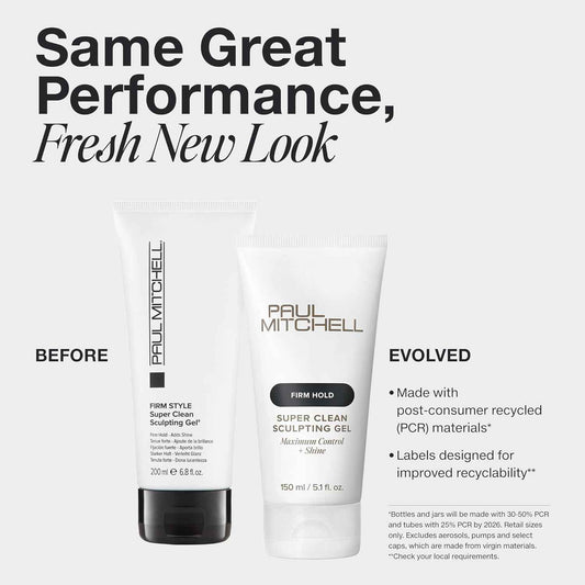 Paul Mitchell Super Clean Sculpting Gel, Firm Hold, High Shine Finish Hair Gel, For All Hair Types