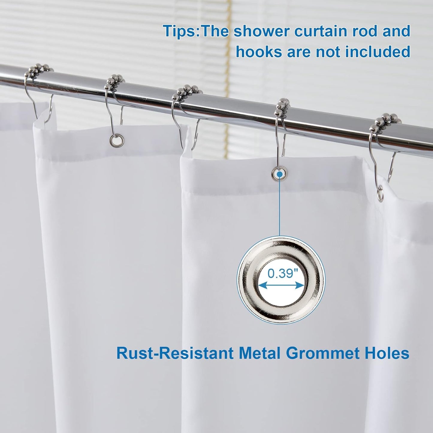 Amazer_White_Shower_Liner_Cloth_Waterproof,_White_Shower_Curtain_Liner_Fabric_with_Weighted_Stones,_Washable_Shower_Curtain_and_Liner_2-in-1,_120G_Heavy_Duty,_12_Grommet_Holes,_72_x_72_Inches