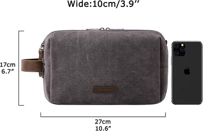 BAGSMART_Toiletry_Bag_for_Men,_Canvas_Travel_Toiletry_Organizer_Dopp_Kit_Water-resistant_Shaving_Bag_for_Toiletries_Accessories,Grey-Medium