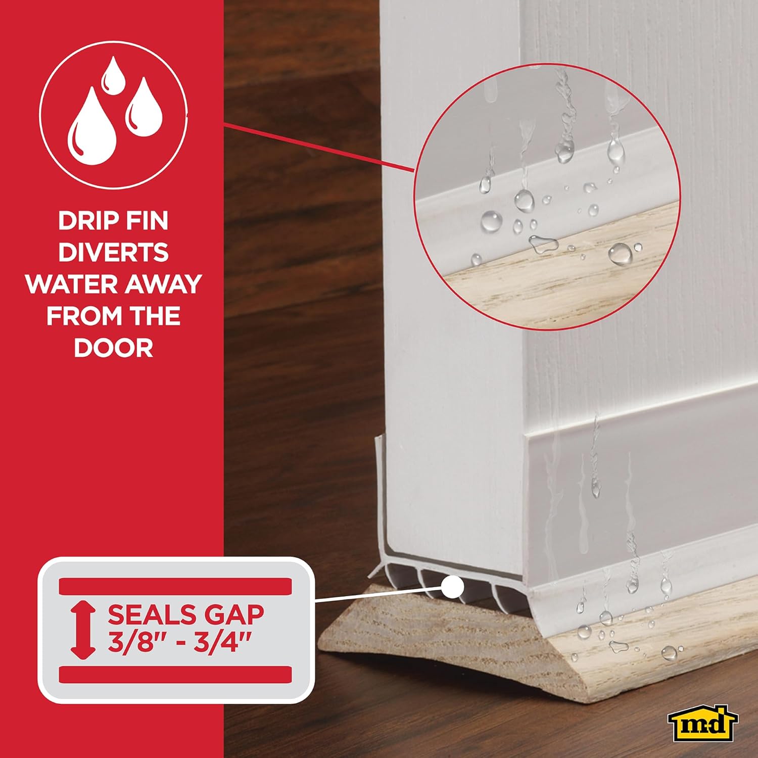 M-D_Building_Products_Vinyl_Cinch®_U-Shape_Door_Bottom_Seal,_Slide-On_Weatherstripping_Draft_Stopper,_Easy_to_Install,_Fits_36”_x_1-3/4”_Doors,_Fills_3/8”-_3/4”_Gaps,_43336,_White