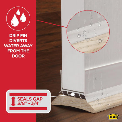 M-D_Building_Products_Vinyl_Cinch®_U-Shape_Door_Bottom_Seal,_Slide-On_Weatherstripping_Draft_Stopper,_Easy_to_Install,_Fits_36”_x_1-3/4”_Doors,_Fills_3/8”-_3/4”_Gaps,_43336,_White