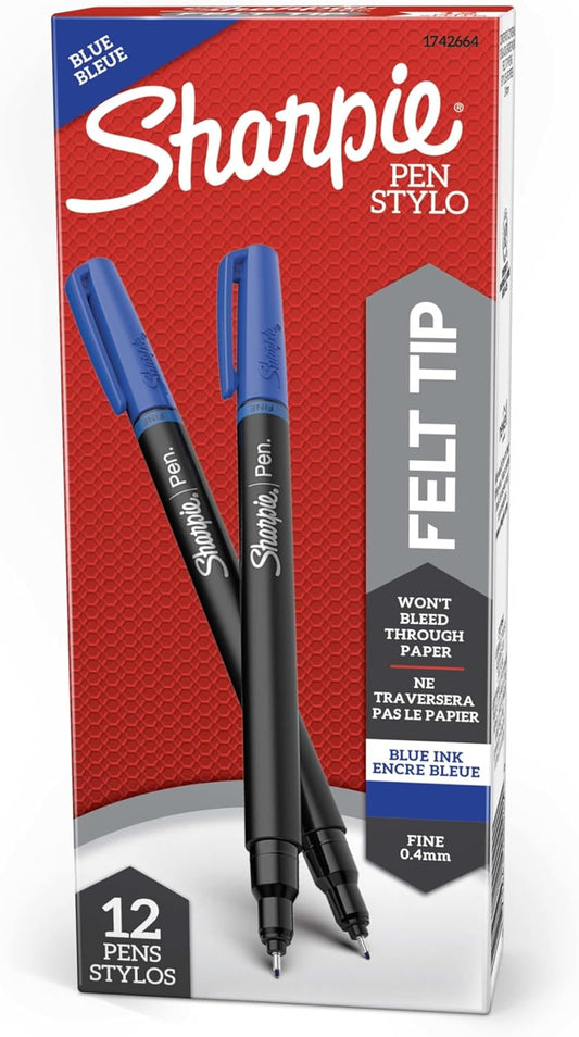 Sharpie_Felt_Tip_Pens,_Fine_Point_(0.4mm),_Blue,_12_Count