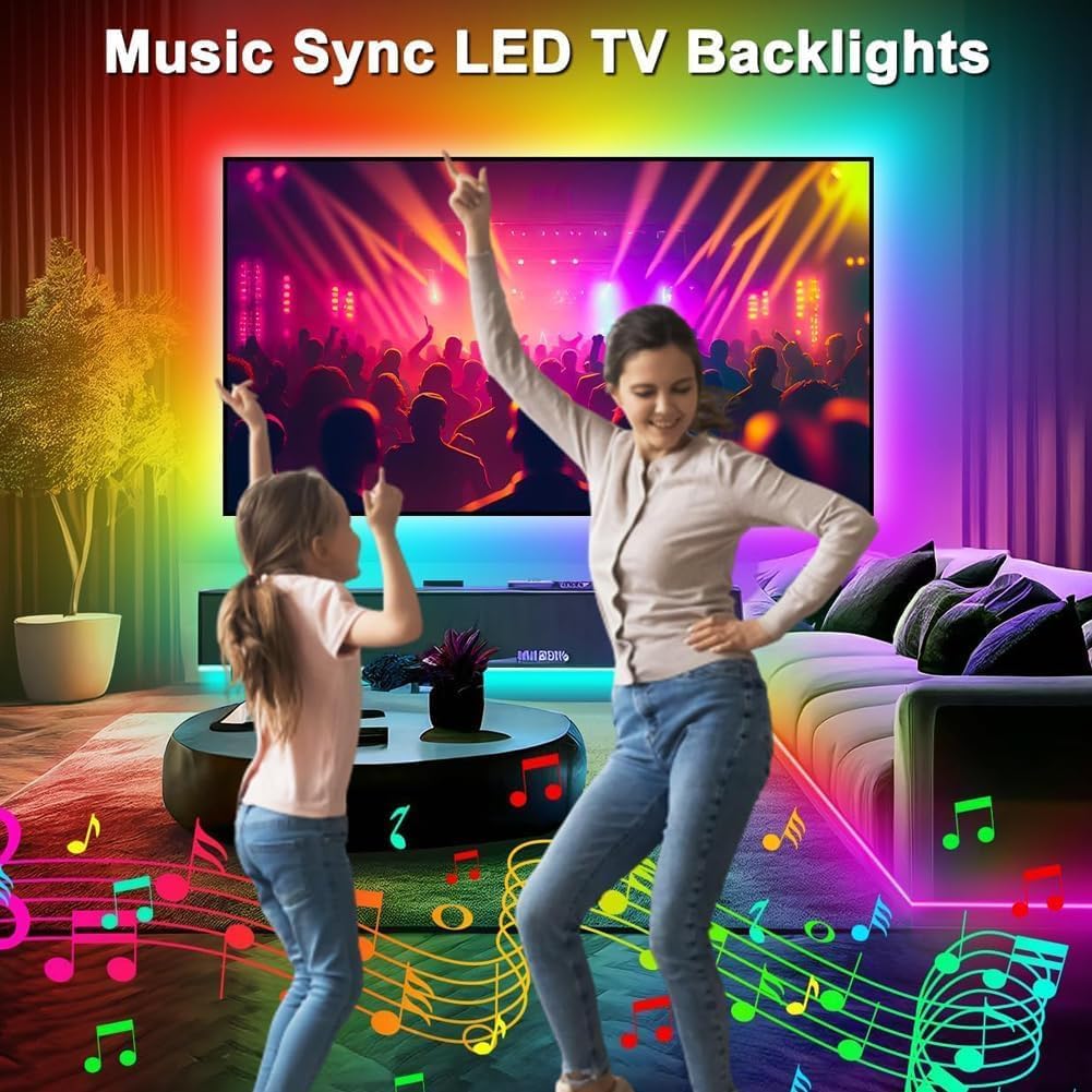 PSTAR_LED_Lights_for_TV_Led_Backlight,_3.28FT/9.84FT/16.4ft/32.8FT/50FT/65.6FT_Music_Sync_RGB_Strip_Lights_with_Remote_&_App_Control,_USB_Powered_for_TVs,_Computer,_Bedroom,_Gaming_Setup,_Home_Cinema