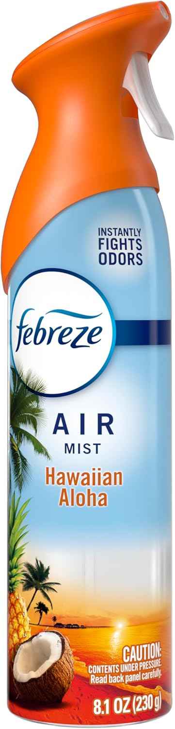 Febreze Air Mist, Air Freshener Spray, Odor Fighting Room Spray, Deodorizer for Home Bathroom Kitchen Office Apartment Dorm Room Classroom, Hawaiian Aloha, 8.1oz, 6ct