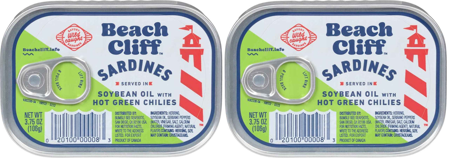 Beach Cliff Wild Caught Sardines, 3.75 oz Can - 13g Protein per Serving - Gluten Free, Keto Friendly - Great for Pasta & Seafood Recipes