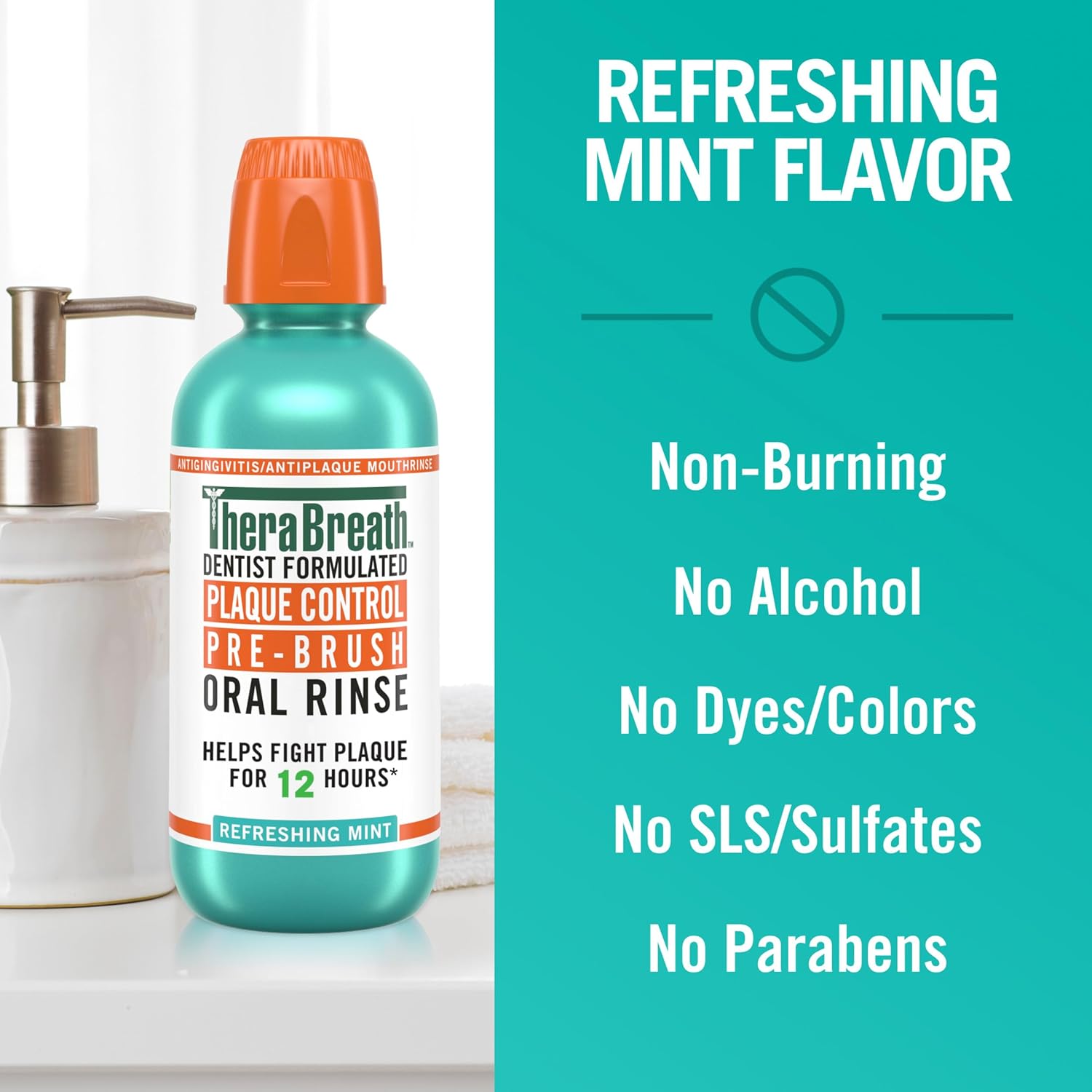 TheraBreath_Plaque_Control_Pre-Brush_Oral_Rinse,_Refreshing_Mint_Flavor,_Antigingivitis_and_Antiplaque_Rinse,_Dentist_Formulated,_Alcohol_Free,_16_Fl_Oz_(Pack_of_2)