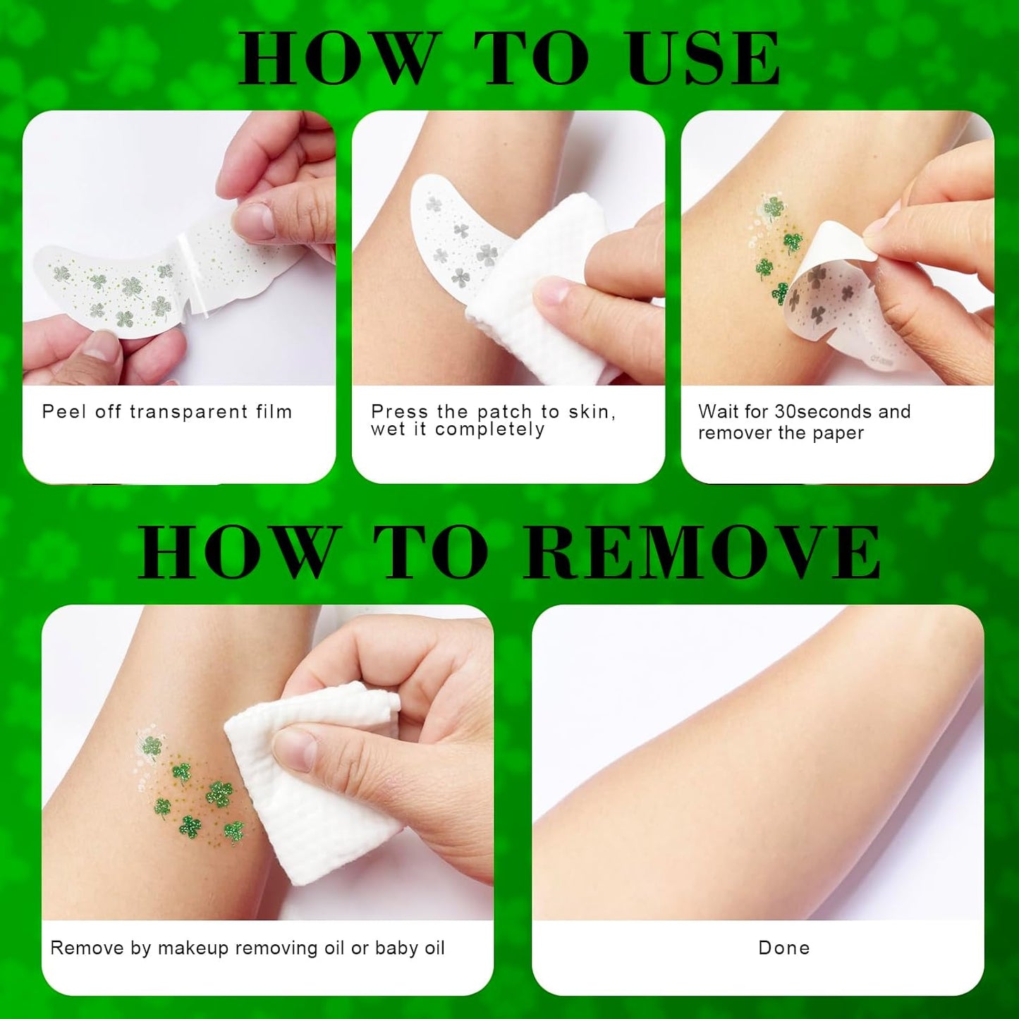 St_Patricks_Day_Accessories,_Green_Shamrock_Temporary_Face_Glitter_Freckles_Tattoos,St_Patty's_Green_Face_Tattoos_Sparkle_Glitter_Makeup,Saint_Patrick's_Day_Outfit_for_Women,6_PCS