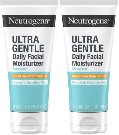 Neutrogena Ultra Gentle Daily Facial Moisturizer with SPF 30 Sunscreen with CICA, Lightweight Face Lotion with Broad Spectrum SPF 30 for Normal to Sensitive Skin, Fragrance-Free, 3.4 fl. oz