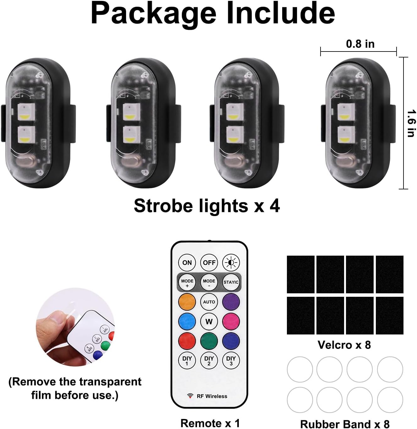 4PCS_Wireless_LED_Strobe_Lights_with_Remote_Control,_8_Colors_USB_Charing_Waterproof_Anti-Collision_Led_Emergency_Warning_Lights_for_Car_Motorcycle_Drone_Aircraft_Bike