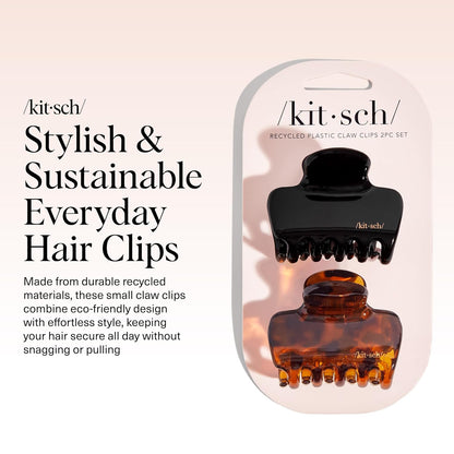 Kitsch_Medium_Claw_Clips_for_Women_-_Strong_Hold_&_Stylish_Glossy_Puffy_Design_Hair_Accessories_|_Half-Up_or_Full_Updos_|_Ideal_Gifts_for_Women_-_2pc_Set,_Black_&_Tort