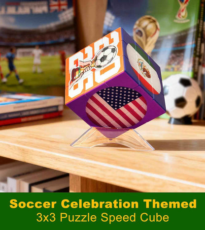 2026 World Soccer Cup Themed 3x3 Cube Puzzle, Football Sports Celebration Brain Puzzle Toy, Memorable Decor for Sport Fans