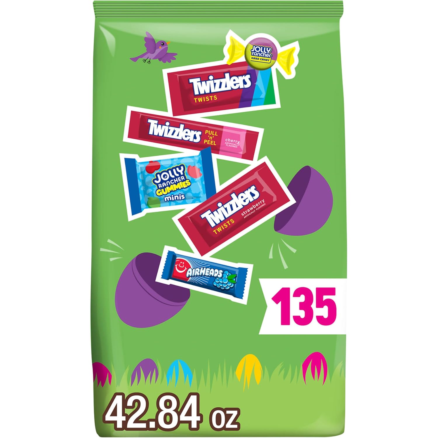 JOLLY_RANCHER,_TWIZZLERS,_and_AIRHEADS_Assorted_Fruit_Flavored,_Easter_Candy_Bulk_Bag,_42.84_oz_(135_Pieces)