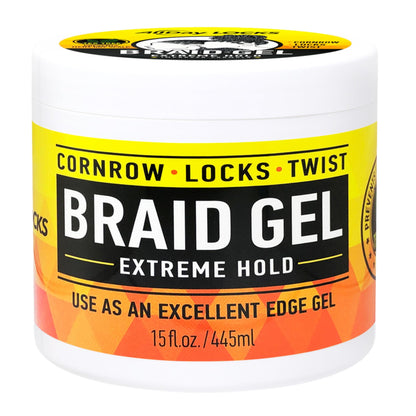 AllDay Locks Braid Gel Extreme Hold - Braiding Gel for Cornrows, Locks, &amp;amp; Twisting, Moisturizing Edge Control for Women and Men, Natural Formula for Extreme Hold - 15 oz Jar