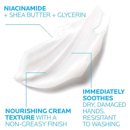 La Roche-Posay Cicaplast Hand Cream, Instant Relief Moisturizing Hand Lotion for Dry Hands, Shea Butter Lotion for Dry Cracked Hands, Non Greasy, Fragrance Free