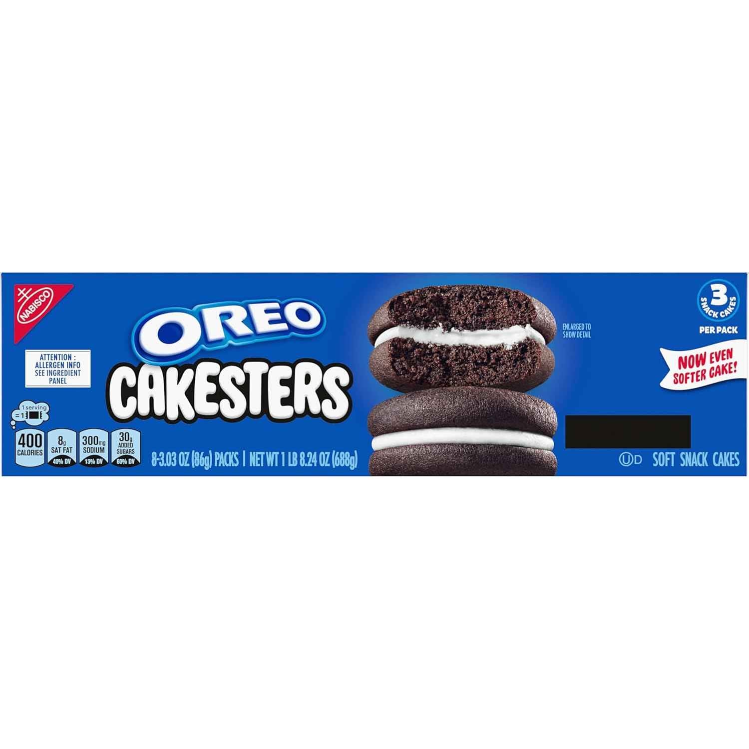 OREO Cakesters Soft Snack Cakes, 8-3.03 oz Snack Packs