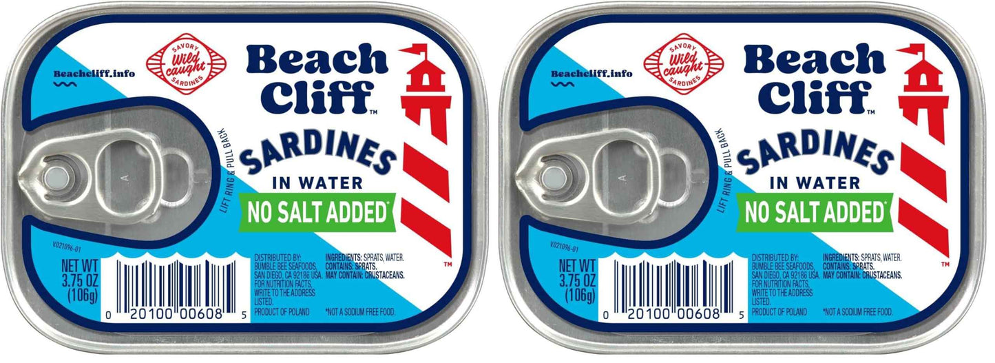 Beach Cliff Wild Caught Sardines, 3.75 oz Can - 13g Protein per Serving - Gluten Free, Keto Friendly - Great for Pasta & Seafood Recipes