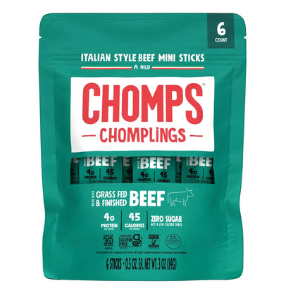 CHOMPS MINI Free Range Jerky Meat Snack Sticks, 0.5 Ounce (Pack of 6)