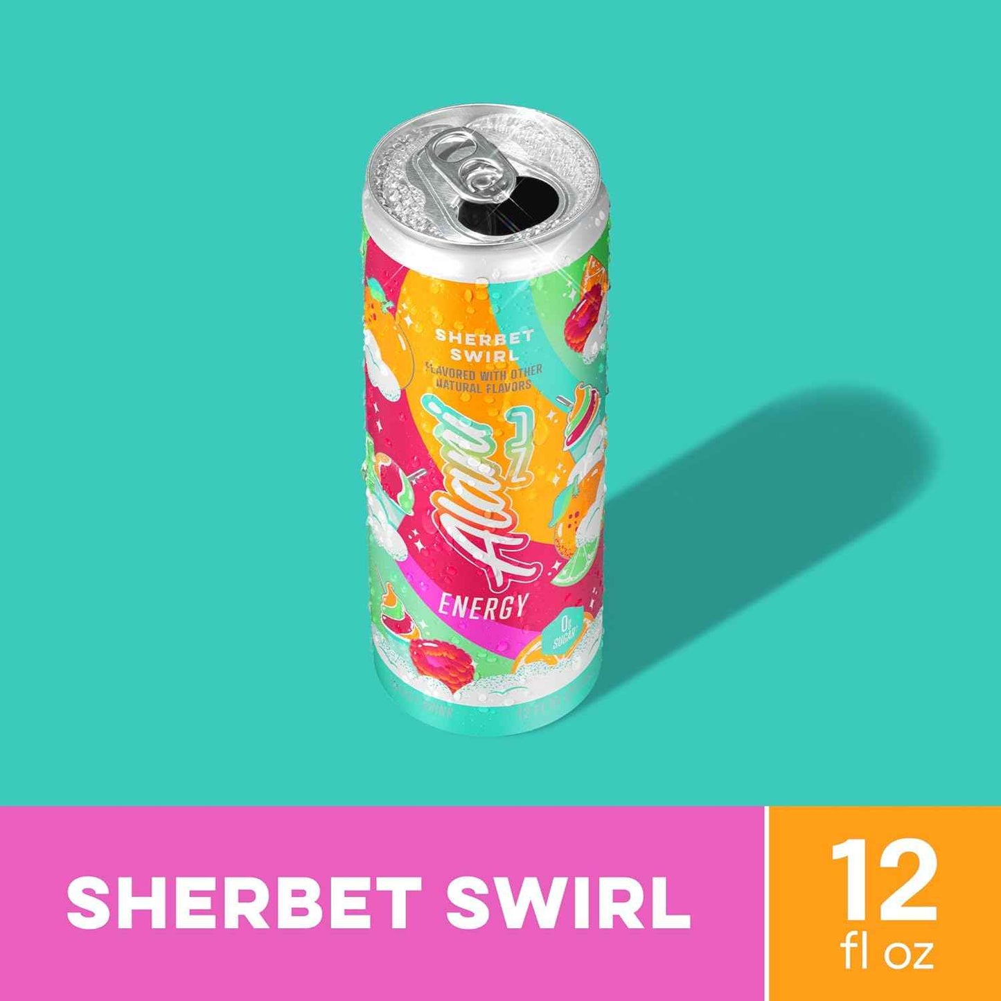 Alani Nu SHERBET SWIRL Sugar Free, Low Calorie Energy Drinks, 200mg Caffeine, Biotin B Vitamins, Zero Sugar, 10 Calories, 12 Fl Oz Cans, 12 Pack