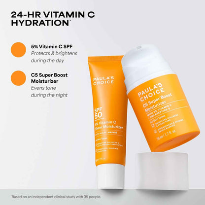 Paula's Choice C5 Super Boost Face Moisturizer with 5% Vitamin C & Squalane, Daily Face Lotion for Discoloration, Uneven Tone, Fine Lines & Breakout-Prone Skin, Fragrance-Free