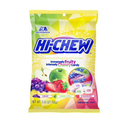 HI-CHEW Assorted, Green Apple Strawberry Mango Grape, Soft & Chewy Candy 2lb - 185+ Pieces Individually Wrapped - Made with Immensely Juicy Fruity Flavors