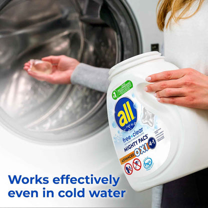 all Laundry Detergent Pacs, Mighty Pacs with OXI Stain Removers and Whiteners, Free Clear, Unscented and Dye Free