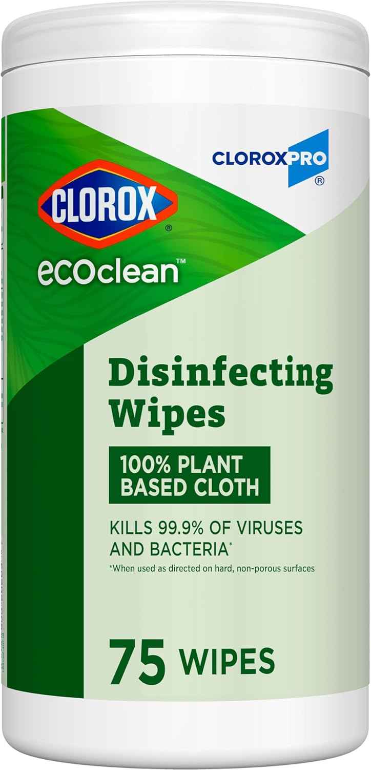 CloroxPro Clorox EcoClean Disinfecting Wipes, Multipurpose 100% Plant Based Cleaning Cloths, Antibacterial Disinfectant, Safe for Multi Surface Use