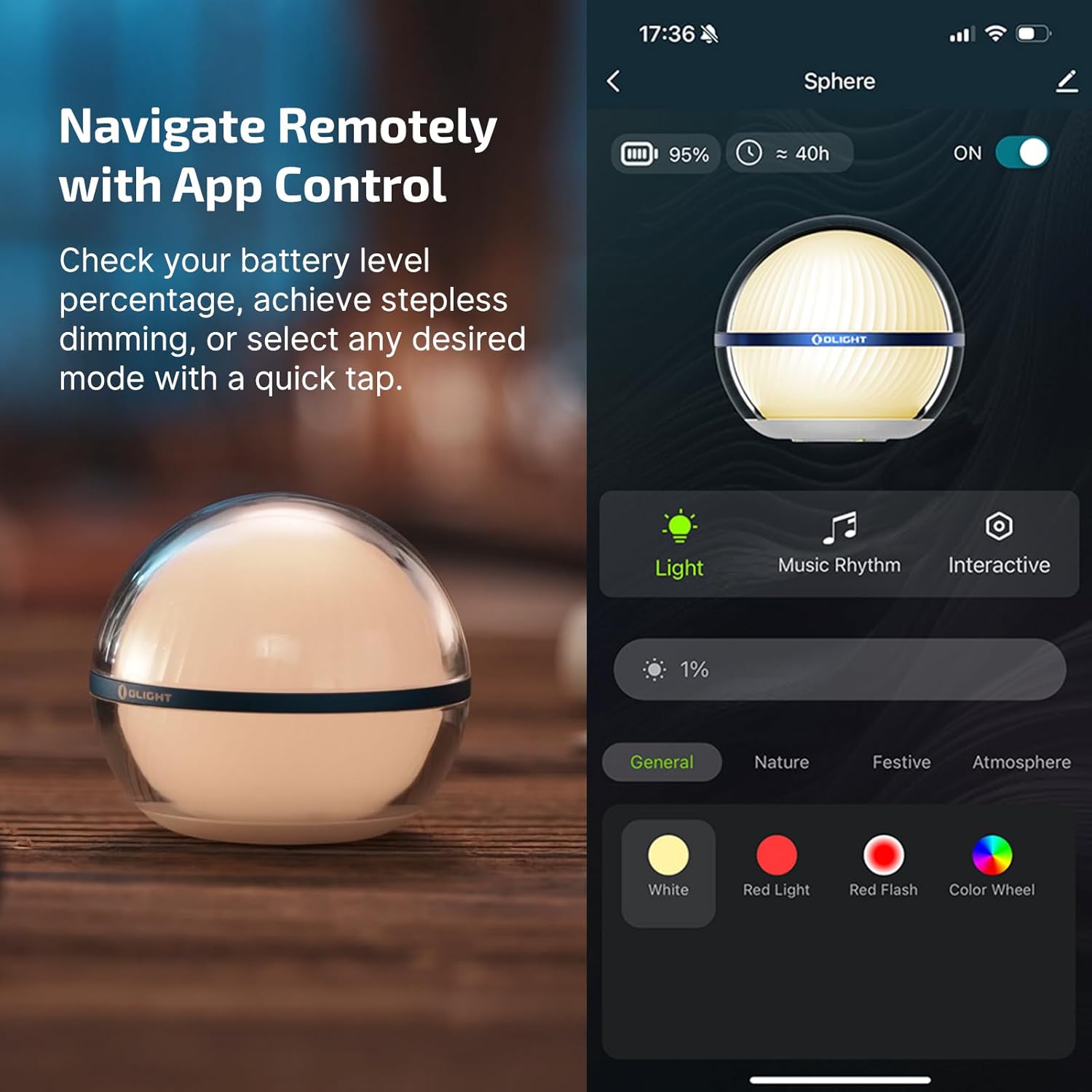 OLIGHT_Sphere_Smart_Night_Light,_75_lumens_Stepless_Dimming_Table_Lamp_with_Remotely_APP_Control,_Magnetic_Rechargeable_RGB_Ambient_Lighting_for_Sleeping,_Reading,_and_Relaxation