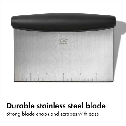 OXO Good Grips Stainless Steel Multi-Purpose Scraper & Chopper, Dough Cutter for Pizza, Bread and Cookie Dough, Multi-Purpose Vegetable Chopper, Dishwasher-Safe Kitchen Essential