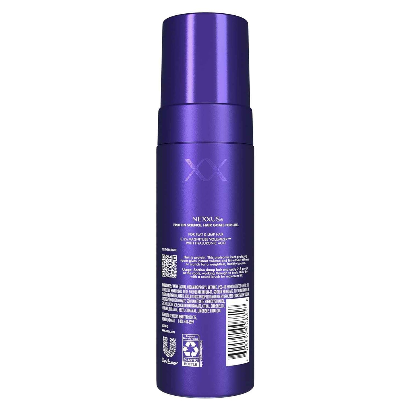 Nexxus Hy-Volume Cloud Foam Hair Foam for Lift and Volume For Flat & Limp Hair Hair Styling Foam Powered by Magnitube Volumizer Technology with Hyaluronic Acid 5.5 fl oz