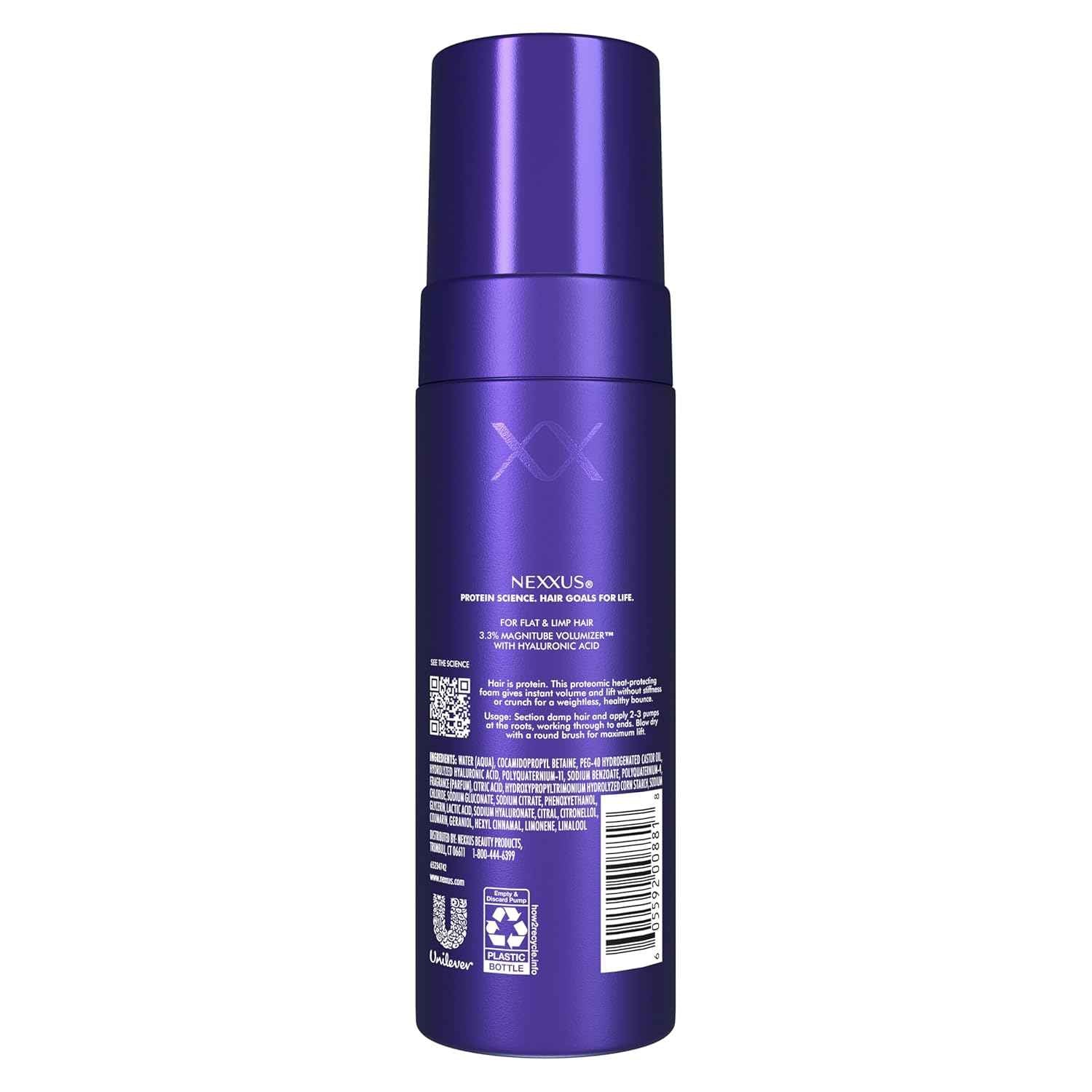 Nexxus Hy-Volume Cloud Foam Hair Foam for Lift and Volume For Flat & Limp Hair Hair Styling Foam Powered by Magnitube Volumizer Technology with Hyaluronic Acid 5.5 fl oz