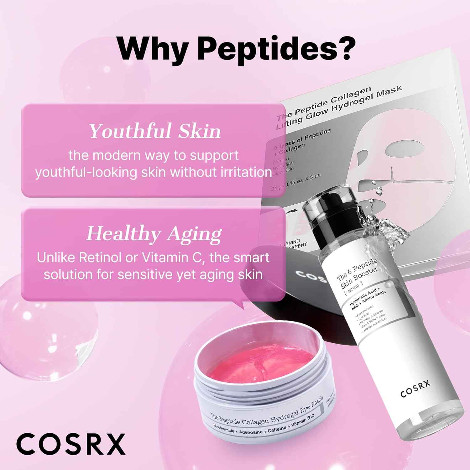 COSRX Pink Collagen Lifting Glow Hydrogel Face Masks Skincare, Collagen Face Mask, Travel Essentials, Overnight Face Mask, Korean SkinCare