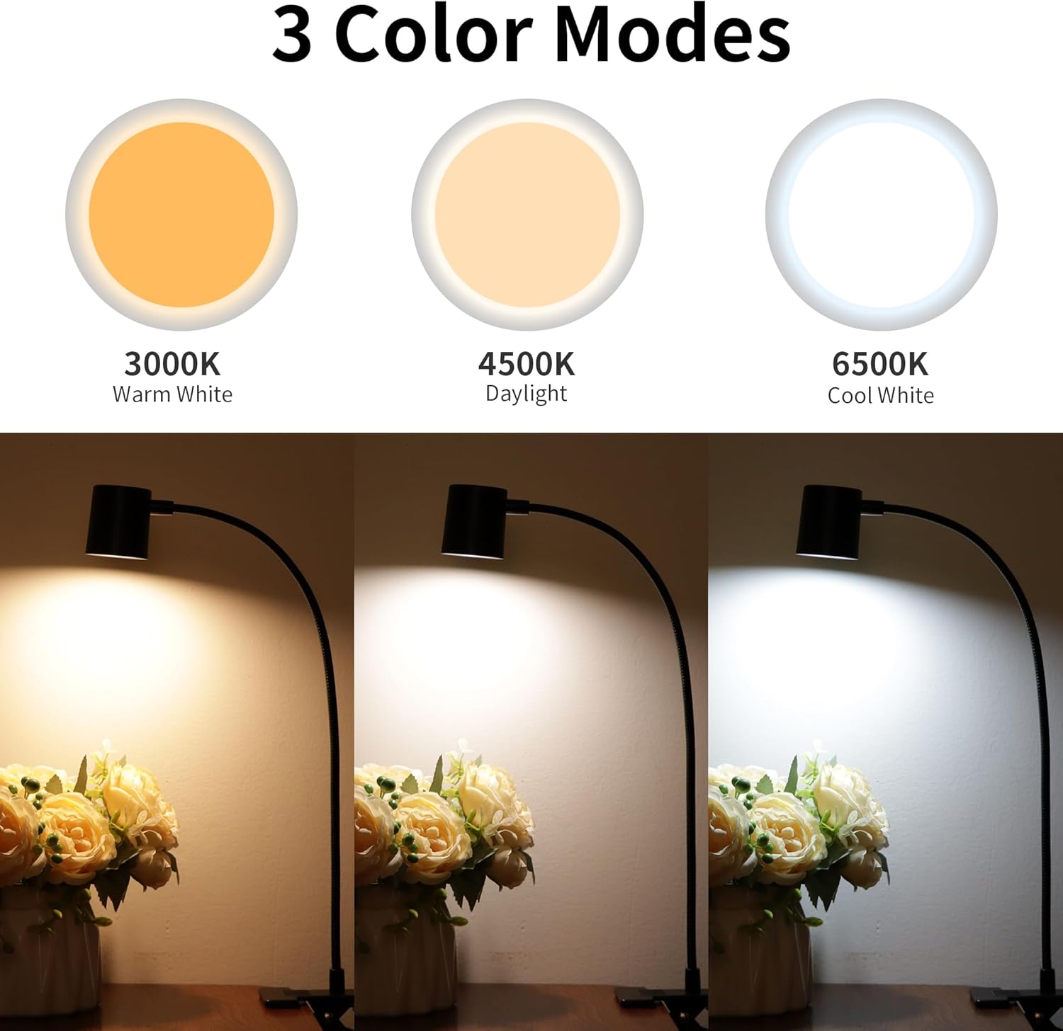 Dott_Arts_Desk_Lamp,USB_Clip_On_Light,Book_Lights_for_Reading_at_Night,3_Color_Modes,10_Brightness_Clamp_Lights,360°_Gooseneck_LED_Reading_Light_for_Books_in_Bed,Eye-Care_for_Home_Office,Headboards