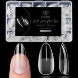 Modelones 500Pcs Medium Almond Nail Tips - Pre-shaped Half Matte Full Cover Acrylic Gel Kit False Nail Tip Press on Nails for Nail Extension DIY Salon