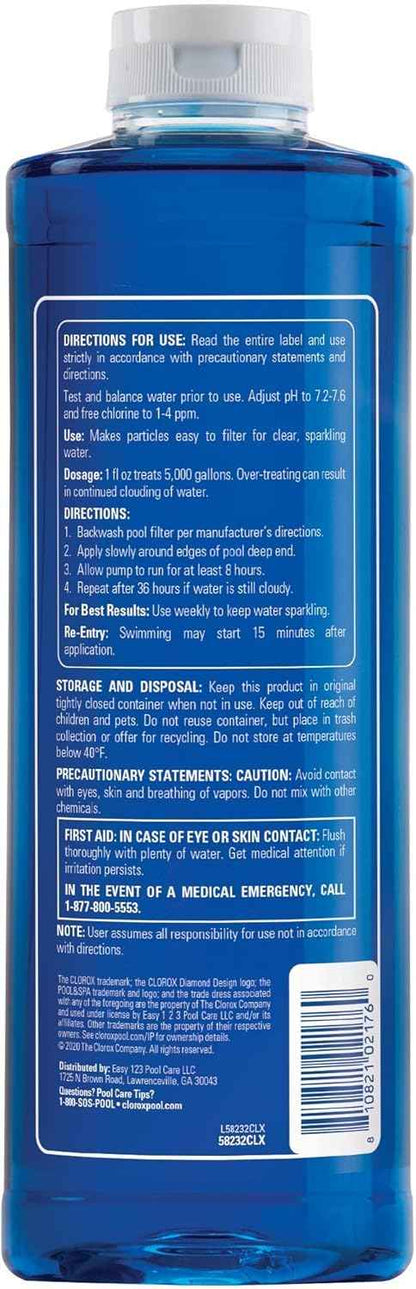Clorox® Pool&Spa™ Swimming Pool Super Water Clarifier, Creates Crystal Clear Pool Water, 1 Quart