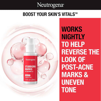 Neutrogena Retinol SA, Stubborn Marks PM Treatment, Face-Exfoliating Treatment to Help Reverse the Look of Post-Acne Marks & Uneven Skin Tone, Non-Comedogenic, PM Treatment, unscented, 1.0 Fl Oz