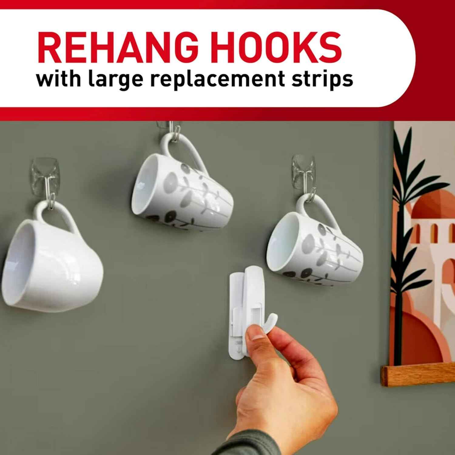 Command Indoor Medium Replacement Strips, Damage-Free Wall Hanging, Re-Hang Medium Hooks for Home and Wall Decor, Holds up to 3 lb, White Adhesive