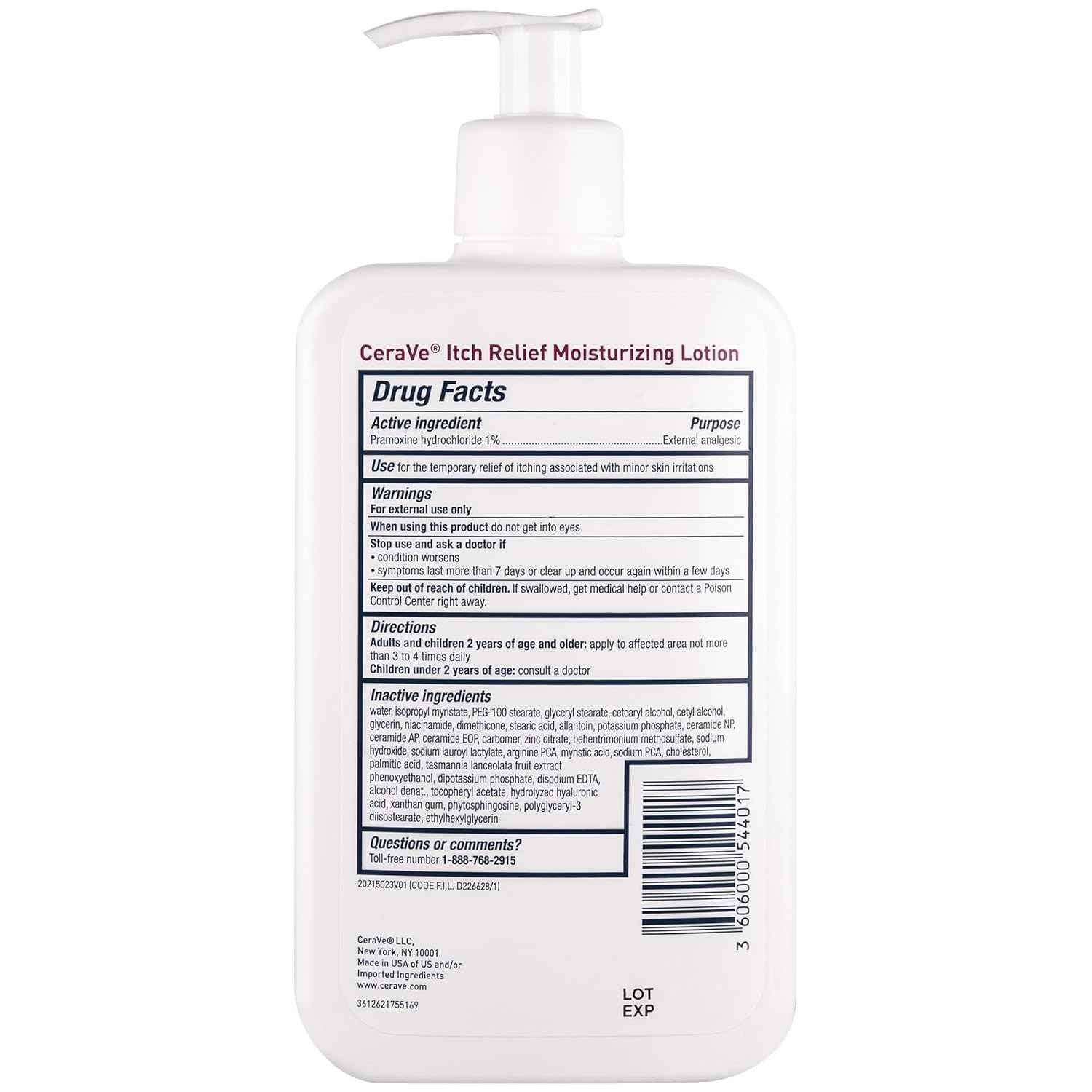 CeraVe Anti Itch Moisturizing Lotion with Pramoxine Hydrochloride, Relieves Itch with Minor Skin Irritations, Sunburn Relief, Bug Bites, 16 Ounces