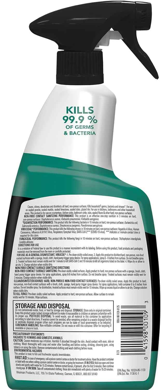 Weiman Disinfectant Granite Daily Clean & Shine, 24 Fl Oz
