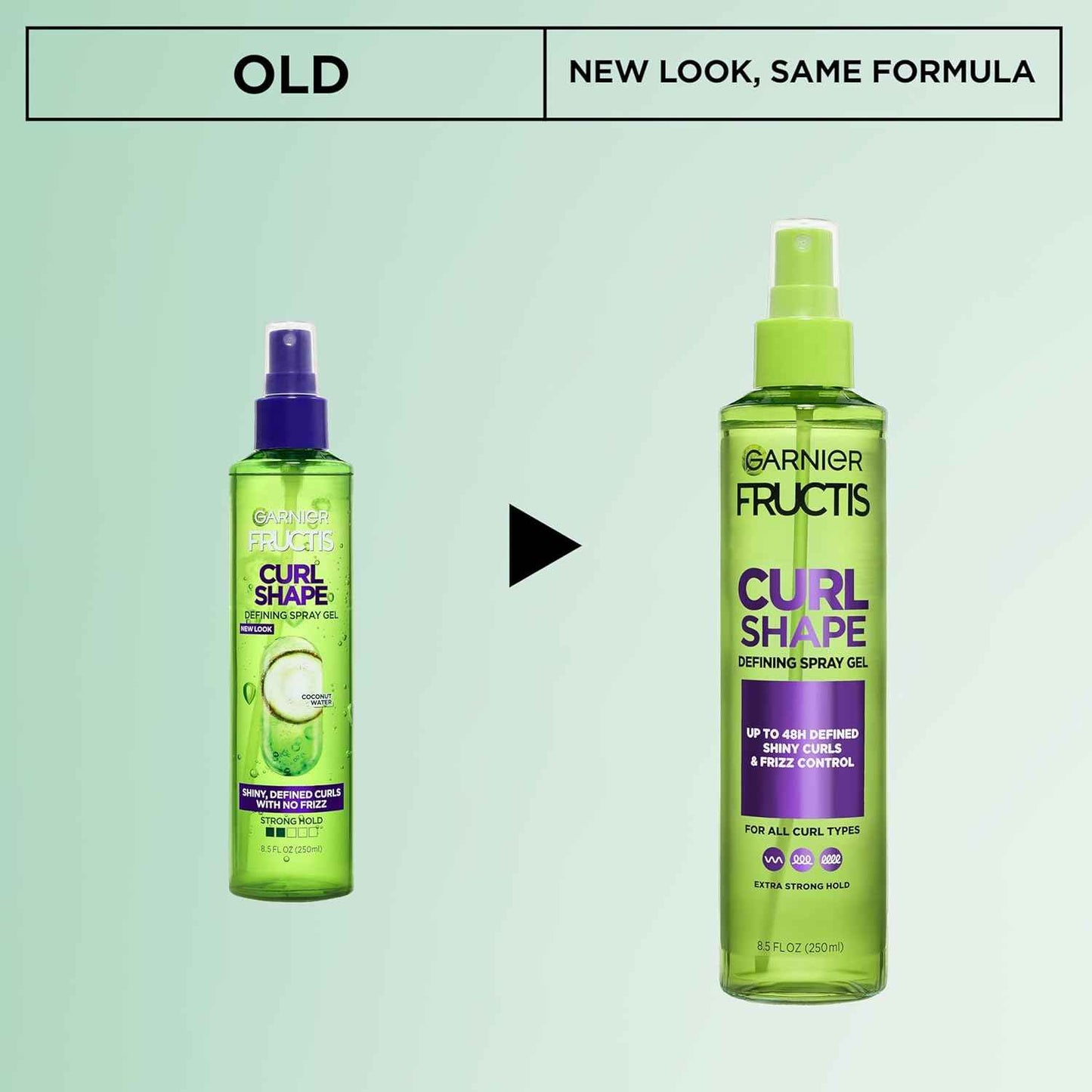 Garnier Fructis Style Curl Shape Defining Spray Hair Gel, Strong Hold Frizz Control for Curly, Wavy, and Coily Hair, Nourishing Formula, 8.5 fl oz
