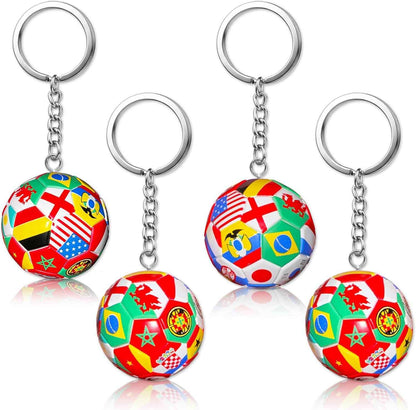 4PCS World Cup Soccer Keychain 2026 Football Ball Key Chain with National Flags,World Cup Soccer Gifts & Accessories for Men Sports Merchandise 2026 Backpack Charm Daily Use