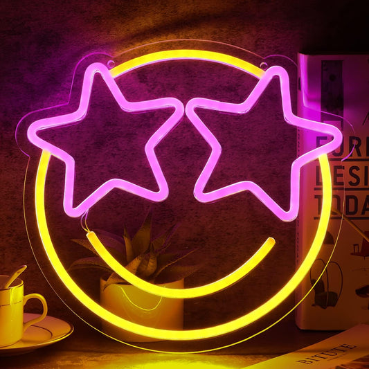 Smile_Face_Neon_Sign,_Wootfairy_Led_Neon_Signs_for_Wall_Decor,_Dimmable_Neon_Light_for_Bedroom,_Gaming_Room,_Kids_Room,_Bar_Decoration,_Yellow_and_Pink_Light_Up_Signs_for_Wedding_Birthday_Party