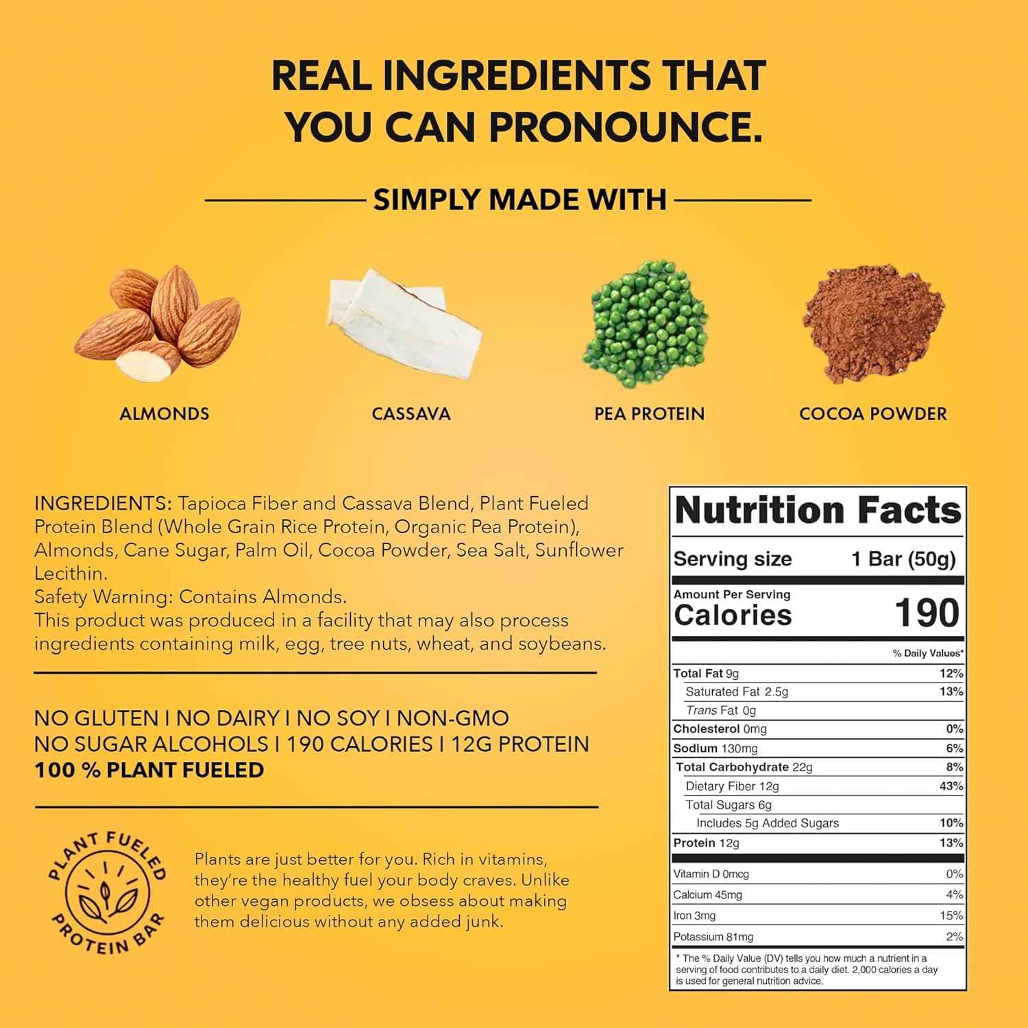 TRUBAR Vegan Protein Bar, Saltylicious Almond Love, Gluten Free, Plant Based, High Fiber, Dairy Free, Low Fat, Non GMO, No Sugar Alcohols, 12G Lean Protein, 13G Fiber, Healthy Snack Bars, 1 CT