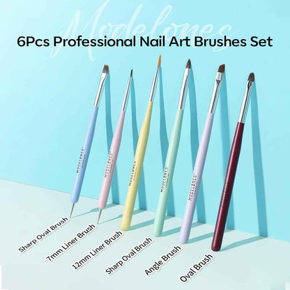 Modelones Set, Nail Brush kit Gel Polish, Extension Gel, Liner, Clean up, Carving, Apex Building, Dotting Pens Professional Tools for Drawing Painting 3D Design Salon & DIY Use