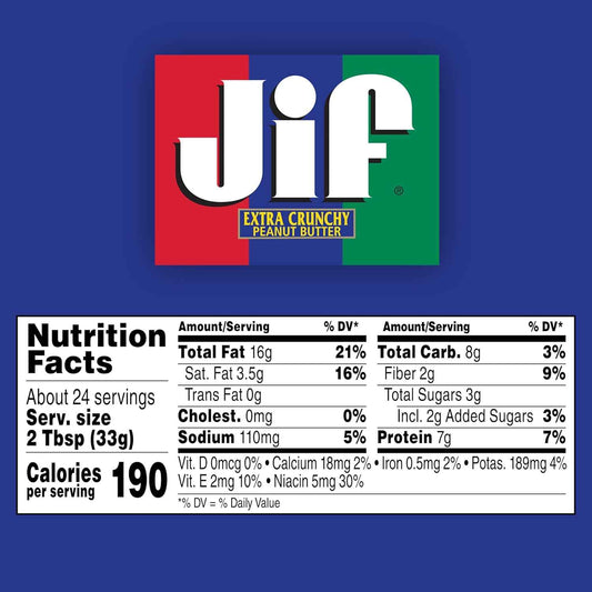 Jif Extra Crunchy Peanut Butter, 28-Ounce Jar