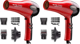 KISS 1875 Watt Pro Tourmaline Ceramic Hair Dryer, Styling Edition, 3 Heat Settings, 2 Speed Settings, Cool Shot Button, 7 Blow Dryer Accessories Included, 2-Year Warranty - Red