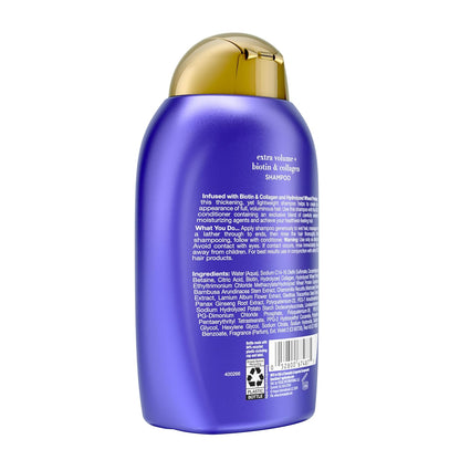 OGX_Thick_&_Full_+_Biotin_Collagen_Extra_Strength_Volumizing_Shampoo_with_Vitamin_B7_Hydrolyzed_Wheat_Protein_for_Fine_Hair._Sulfate-Free_Surfactants_Thicker,_Fuller_Hair,_13_Fl_Oz