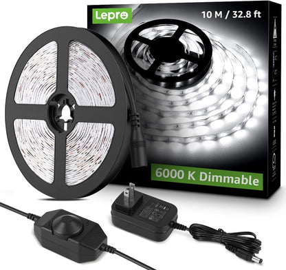 Lepro_LED_Strip_Light,_16.4_ft/32.8Ft_Dimmable_Vanity_Lights,_6000K_Super_Bright_LED_Tape_Lights,_420_LEDs_SMD_2835,_Strong_3M_Adhesive,_Suitable_for_Home,_Kitchen,_Under_Cabinet,_Bedroom,_Daylight_White