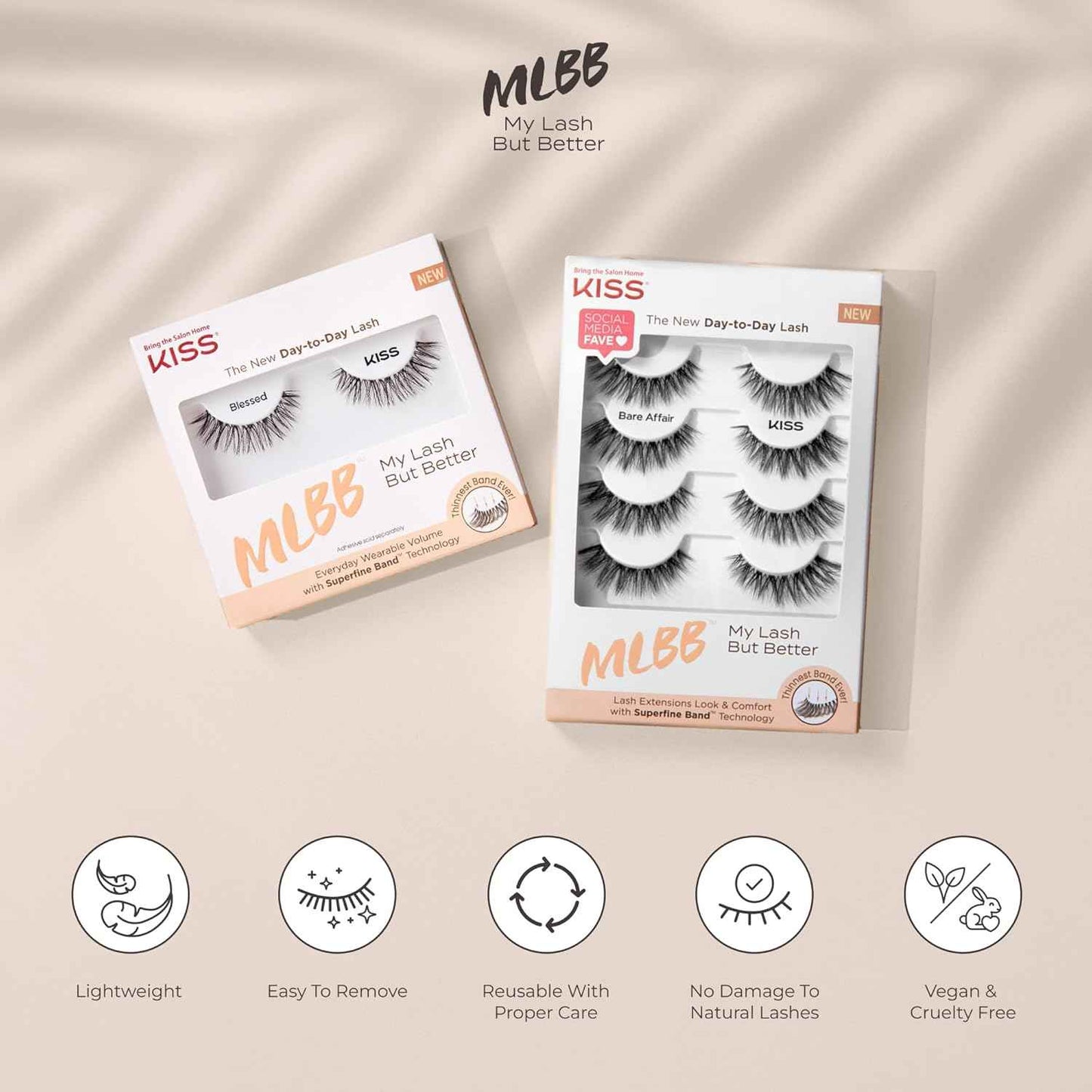 KISS My Lash But Better, False Eyelashes, 12mm, Includes 1 Pair Of Lash, Easy to Apply, Reusable Lash Clusters