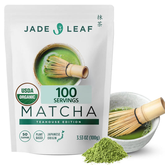 Jade_Leaf_Matcha_Organic_Ceremonial_Grade_Matcha_Green_Tea_Powder_-_100%_Pure_Japanese_First_Harvest_Green_Tea_for_Ceremonies,_Usucha,_Lattes_100g_/_3.53_Ounce_Pouch_(Pack_of_1)