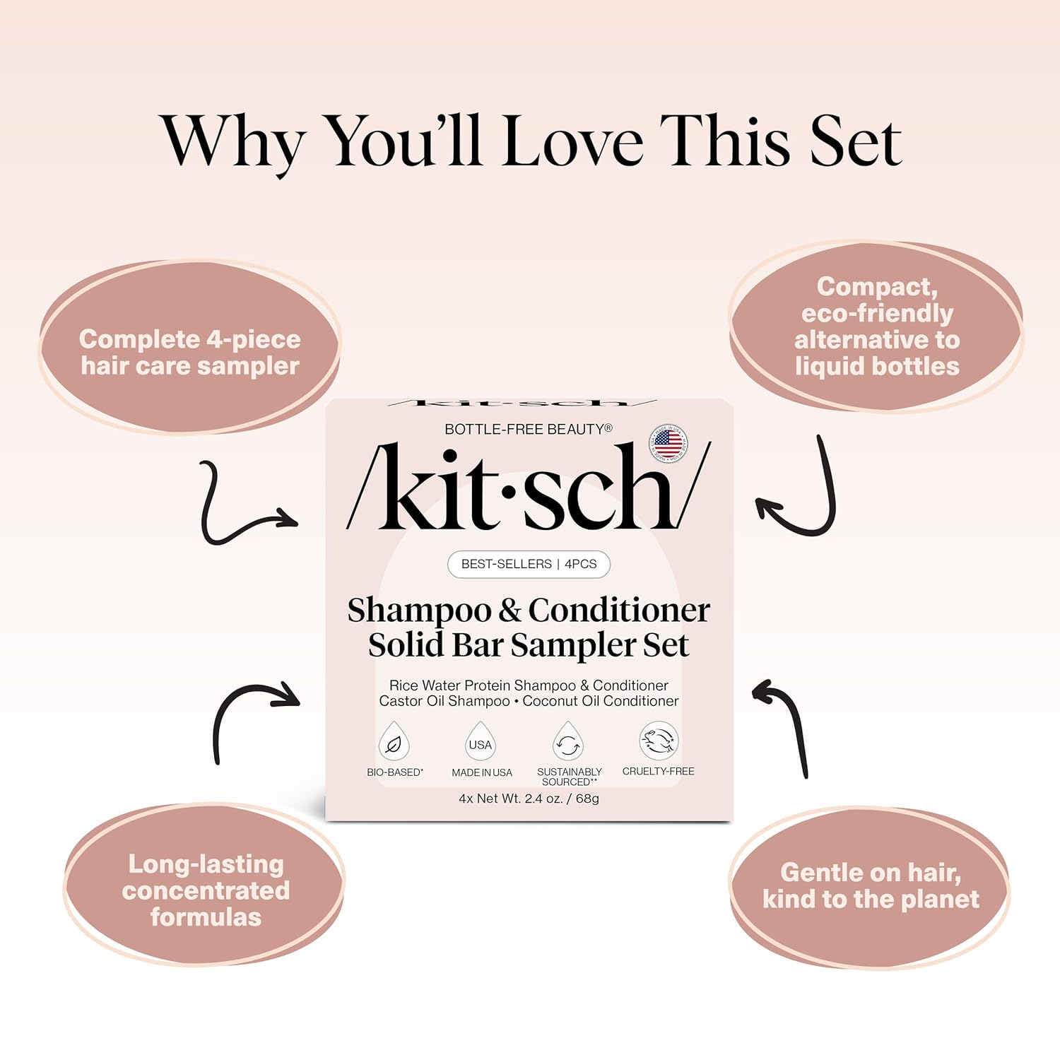 Kitsch_Shampoo_and_Conditioner_Set_-_4pc_Sampler_Bars_with_Rice_Water_Shampoo_and_Conditioner,_Castor_Oil_Shampoo_&_Coconut_Oil_Conditioner_-_Bottle-Free_Beauty_for_Hair_Growth,_Repair_&_Moisture